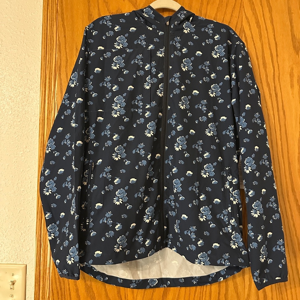 Linksoul Navy Floral Womens Zip Up Hooded Jacket - NWT - Size M